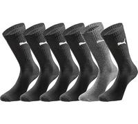 PUMA 6 Paar Unisex Crew Socks Socken Sportsocken MIT FROTTEESOHLE (Spezial Black 43-46)