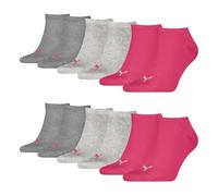 PUMA 6 Paar Unisex Herren Damen Sportsocken Kurzsocken Sneaker Socken, Farbe:Mehrfarbig, Größe:39-42, Artikel:-656 middle grey melange/pink