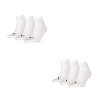 PUMA 6 Paar Unisex Quarter Socken Sneaker Gr. 35-49 für Damen Herren Füßlinge, Farbe:300 - white, Socken & Strümpfe:47-49