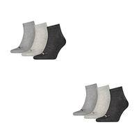 PUMA 6 Paar Unisex Quarter Socken Sneaker Gr. 35-49 für Damen Herren Füßlinge, Farbe:800 - anthraci/l mel grey/m me, Socken & Strümpfe:43-46