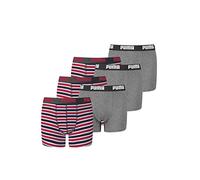 PUMA 6er Pack Basic Boxer Printed Stripes Boxershorts Jungen Kinder Unterhose, Farbe:Ribbon Red, Bekleidung:152