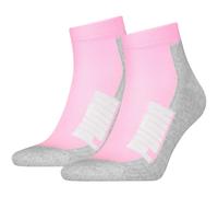 Kurzsocken PUMA "PUMA UNISEX BWT CUSHIONED QUARTER 2P", Damen, Gr. 39-42, weiß (weiß, grau, schwarz), Baumwollmischung, normal, Socken, Zweifarbig, Rippenbündchen (99364613-39) weiß, grau, schwarz
