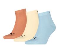 Puma Kurzsocken UNISEX QUARTER PLAIN 3P – Baumwollmischung Gr. 43-46, bunt (blau/soft gelb/cinnabar)