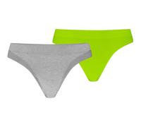 String PUMA "PUMA WOMEN 3D KNIT SPORT STRINGS", Damen, Gr. S, grau melange, lime, Microfaser, Obermaterial: 59% Polyamid, 29% Polyester, 12% Elasthan, körpernah, Unterhosen String, nahtlose Ränder für