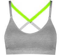 Sport-Bustier PUMA "PUMA WOMEN 3D KNIT SPORT TRIANGLE TOP 1P", Damen, Gr. XL, N-Gr, grau melange, Single Jersey, Obermaterial: 65% Polyamid, 24% Polyester, 11% Elasthan, BHs, wendbare und verstellbare