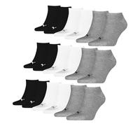 PUMA 9 Paar Unisex Herren Damen Sportsocken Kurzsocken Sneaker Socken, Farbe:Mehrfarbig, Größe:35-38, Artikel:-882 grey/white/black