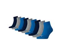 PUMA Plain 3P Quarter Socke, Mehrfarbig (Blue / Grey Melange), 35-38, 3er Pack