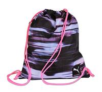 PUMA Academy Gym Sack Bag Sportbeutel Turnbeutel mit Kordelzug, seitlicher Reißverschlusstasche, 43 × 37 cm, 100 % Polyester, Schwarz-Pink-Grau