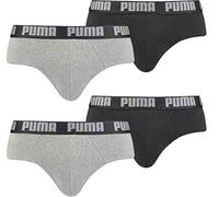 PUMA Basic Brief Men Herren Unterhose Pant Unterwäsche 4er Pack, Farbe:691 - Dark Grey Melange/Black, Bekleidungsgröße:L