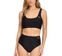 Puma Bauchfreies Bikini-Set für Damen mit Oberteil und Unterteil, Schwarz, Large