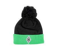PUMA Borussia Mönchengladbach Mütze | Offizieller Fanartikel Fohlenshop | Fanmütze mit Bommel & gesticktem Vereinslogo | Winter-Beannie in Balkenoptik