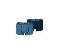 Boxer PUMA, Herren, Gr. L, blau (blau, meliert, navy), Jersey, Obermaterial: 95% Baumwolle, 5% Elasthan, bedruckt, unifarben, körpernah, Unterhosen, ohne Eingriff, elastisch (93355460-L) blau, meliert