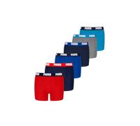 Boxershorts PUMA "PUMA BOYS EVERYDAY BASIC BOXERS 6P ECOM", Herren, Gr. 134/140, rot, blau, Obermaterial: 95% Baumwolle, 5% Elasthan, mehrfarbig, bedruckt, Unterhosen (78476326-134) rot, blau