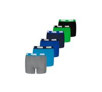 Boxershorts PUMA "PUMA BOYS EVERYDAY BASIC BOXERS 6P ECOM", Herren, Gr. 122/128, blau, grün, Obermaterial: 95% Baumwolle, 5% Elasthan, mehrfarbig, bedruckt, Unterhosen (82210240-122) blau, grün