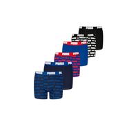 Boxershorts PUMA "PUMA BOYS EVERYDAY LOGO PRINT BOXERS 6P ECOM", Herren, Gr. 146/152, bunt (blau, rot, schwarz), Obermaterial: 95% Baumwolle, 5% Elasthan, Unterhosen (81008812-146) blau, rot, schwarz