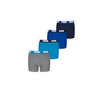PUMA Jungen Boxer Shorts, 4er Pack - Everyday Basic Boxers ECOM 4P, Baumwollmischung, Logo Blau/Grau 122-128