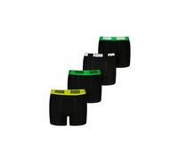 Boxershorts PUMA "PUMA BOYS EVERYDAY BASIC BOXERS 4P ECOM", Herren, Gr. 146/152, grün (schwarz, grün), Obermaterial: 95% Baumwolle, 5% Elasthan, mehrfarbig, bedruckt, eng, Unterhosen, mit farblich abg