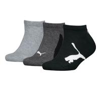 PUMA Kinder Sneakersocken, 3er Pack - BWT Sneaker 3P, Logos, einfarbig Schwarz/Grau 27-30