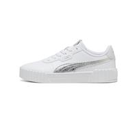 Sneaker PUMA "Carina 3.0 Metallic Whisper Sneakers Damen", Damen, Gr. 37,5, weiß silber metallic, Obermaterial: Synthetik, Textil; Futter: Textil; Innensohle: Textil; Laufsohle: Gummi, Schuhe Sneaker 