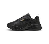 Sneaker PUMA "Cassia 2.0 Sneakers Damen", Gr. 35.5, schwarz (schwarz gold), Obermaterial:, Textil; Futter: Textil; Innensohle: Textil; Laufsohle: Gummi, Schuhe (36607569-35,5) schwarz gold