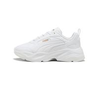 Sneaker PUMA "Cassia 2.0 Sneakers Damen", Damen, Gr. 36, weiß (weiß gold), Obermaterial: Textil, Synthetik, Leder. Futter: Textil. Innensohle: Textil. Laufsohle: Gummi, Schuhe Sneaker (45380131-36) we