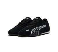 Sneaker PUMA "CATCH SD JR", Damen, Gr. 39, puma schwarz, puma weiß, Leder, unifarben, Schuhe Sneaker, Design auf den Spuren des Puma Speedcat, für Jugendliche (15985401-39) puma schwarz, puma weiß
