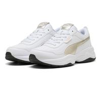 Sneaker PUMA "CILIA MODE METALLIC WHISPER", Damen, Gr. 40, puma weiß, puma gold, puma schwarz, Synthetik, Schuhe Sneaker, mit Schnürverschluss, Gummi-Laufsohle, Obermaterial aus Synthetik (75456606-40