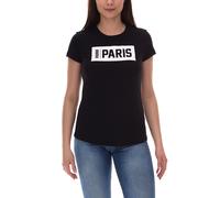 PUMA City Damen Baumwoll-Shirt mit Paris Schriftzug Kurzarm-Shirt Rundhals-Shirt 575957 01 Schwarz/Weiß XS