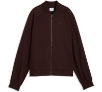 Sweatjacke PUMA "PUMA Class Reißverschluss-Jacke Damen", Damen, Gr. M, braun (chocolate fondue braun), Obermaterial: 66% Baumwolle, 32% Polyester, 2% Elasthan. Taschenfutter: 100% Baumwolle. Kragen In