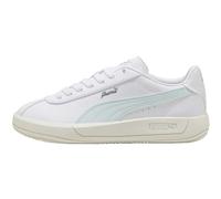 Sneaker PUMA "Puma Club Klassika SL Sneakers Damen", Damen, Gr. 38,5, weiß sea glass silber blau metallic, Obermaterial: Textil, Synthetik; Futter: Textil, Synthetik; Innensohle: Textil; Laufsohle: Gu