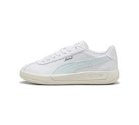 Sneaker PUMA "Puma Club Klassika SL Sneakers Damen", Damen, Gr. 40.5, silber (weiß sea glass silber blau metallic), Obermaterial: Textil, Synthetik; Futter: Textil, Synthetik; Innensohle: Textil; Lauf