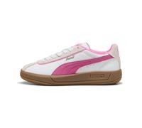 Sneaker PUMA "PUMA Club Klassika Sneakers Damen", Gr. 38,5, weiß (weiß pink pixel vapor gray), Obermaterial: Textil, Kuhleder, Synthetik, Leder; Futter: Textil, Synthetik; Innensohle: Textil; Laufsohl