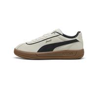 Sneaker PUMA "PUMA Club Klassika Sneakers aus Wildleder Damen", Gr. 42, warm weiß schwarz gold, Obermaterial: Textil, Kuhleder, Synthetik; Futter: Textil, Synthetik; Innensohle: Textil; Laufsohle: Gum