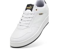 PUMA Court Classic Sneaker, Unisex, Weiß/Schwarz/Gold, 6.5 UK