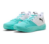Basketballschuh PUMA "Court Pro 3 Mid Basketballschuhe Erwachsene", Herren, Gr. 44, weiß schwarz elektro aqua blau, Obermaterial: Synthetik, Textil. Futter: Textil. Innensohle: Textil. Laufsohle: Gumm