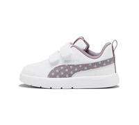 Sneaker PUMA "COURTFLEX V3 DOTTY V INF", Mädchen, Gr. 25, weiß (puma weiß, plum jam, light moss), Synthetik, Schuhe, für Kinder (86287614-25) puma weiß, plum jam, light moss