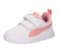 Sneaker PUMA "COURTFLEX V3 DOTTY V INF", Mädchen, Gr. 22, weiß (puma weiß, pinkscape, silber mist), Synthetik, Schuhe, für Kinder (84508443-22) puma weiß, pinkscape, silber mist