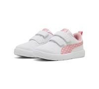Sneaker PUMA "COURTFLEX V3 DOTTY V PS", Gr. 28, weiß (puma weiß, pinkscape, silber mist), Synthetik, unifarben, sportlich, Schuhe (97339368-28) puma weiß, pinkscape, silber mist