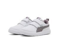 PUMA COURTFLEX V3 Dotty V PS Sneaker, White-Plum Jam-Light Moss, 33 EU