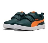 PUMA Courtflex V3 Sneaker mit Klettverschluss Kinder 16 - green terrain/orange glo/puma white 33