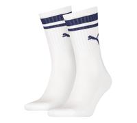 Puma Crew-Socken Heritage Stripe 2er-Pack Weiß/Blau Gr. 43/46
