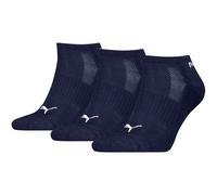 PUMA Unisex Sneakersocken, 3er Pack - Cushioned Sneaker 3P, Logo, einfarbig Blau 39-42