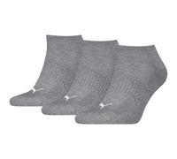 PUMA Unisex Sneakersocken, 3er Pack - Cushioned Sneaker 3P, Logo, einfarbig Grau 35-38