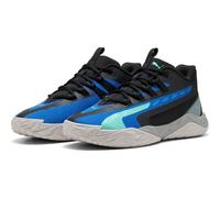 Basketballschuh PUMA "Dagger 2 Mid Basketballschuhe Erwachsene", Gr. 40.5, schwarz blaumazing aquatic blau grün, Obermaterial: Synthetik, Textil; Futter: Textil; Innensohle: Textil; Laufsohle: Gummi, 