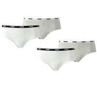 PUMA Damen Basic Hipster Slip 4er Pack in vielen Farben (White/Grey Melange (092), L)