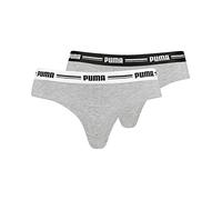 Puma Damen Slip - Brazilian, Soft Cotton Modal Stretch, 2er Pack, grau, XL Grau