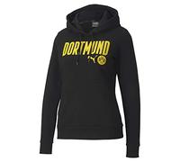 PUMA Damen BVB ftblCore Wording Hoody W Pullover, Black-Cyber Yellow, S