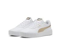 Sneaker PUMA "Carina 3.0 Metallic Whisper Sneakers Damen", Damen, Gr. 42, weiß gold, Obermaterial: Synthetik, Textil; Futter: Textil; Innensohle: Textil; Laufsohle: Gummi, Schuhe Sneaker (43586535-42)