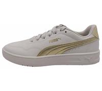 Sneaker PUMA "Court Lally Metallic Whisper Sneakers Damen", Damen, Gr. 38,5, weiß gold, Obermaterial: Textil, Synthetik; Futter: Textil; Innensohle: Textil; Laufsohle: Gummi, Schuhe Sneaker (90115424-