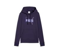 Kapuzensweatshirt PUMA "ESS LOGO LAB METALLIC HOODIE TR", Damen, Gr. XL, deep plum, Sweatware, Obermaterial: 68% Baumwolle, 32% Polyester, bedruckt, regular fit normal, angesetztes Bündchen, Sweatshir